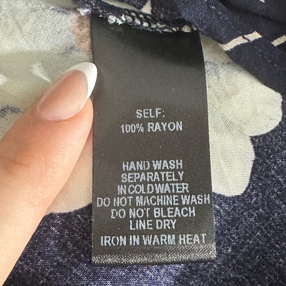 Lulu’s navy floral wrap dress. Short in front, long in back. Size S. - Picture 9 of 10